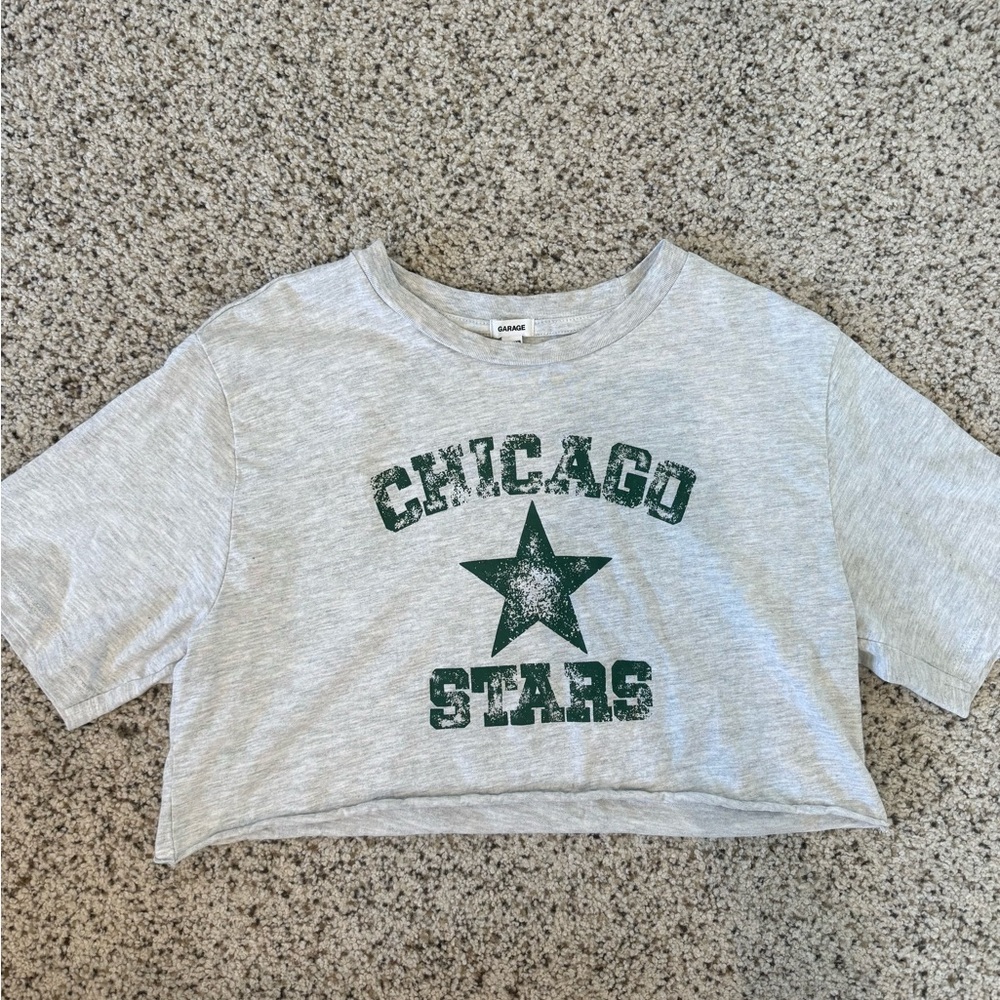 Garage Gray and Green Chicago Stars Cropped Tee